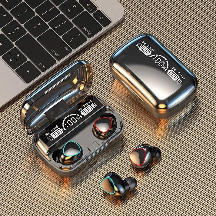 M1O TWS WIRELESS BLUETOOTH EARBUDS WITH POWERBANK | HIGH QUALITY SOUND & BASS | 7DAYS BATTERY